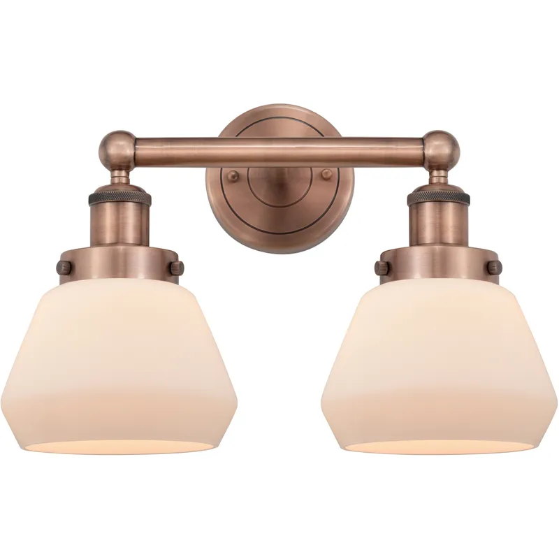 Fulton 2 Light 15.5 inch Antique Copper Bath Vanity Light Wall Light in Matte White