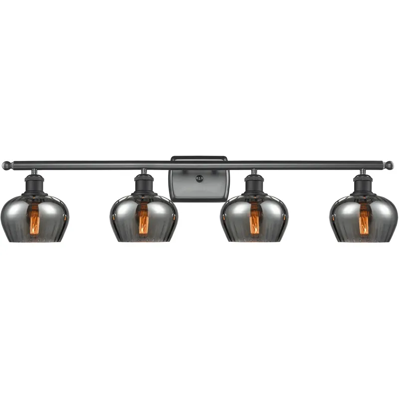 Ballston Fenton LED 36 inch Matte Black Bath Vanity Light Wall Light in Plated Smoke Glass, Ballston