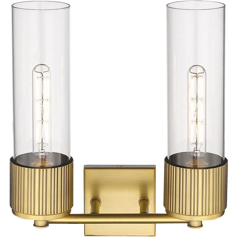 Bolivar 2 Light 13.5 inch Matte Black Bath Vanity Light Wall Light in Clear Glass
