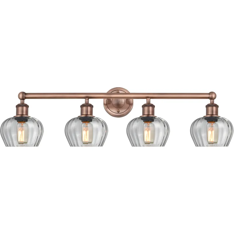 Fenton 4 Light 33.5 inch Antique Copper Bath Vanity Light Wall Light in Clear