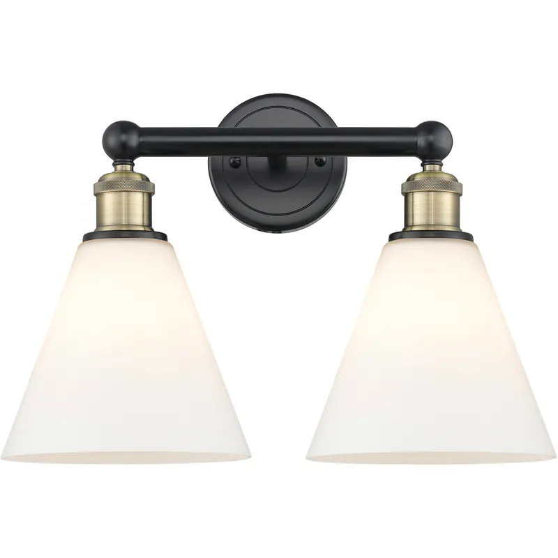 Berkshire 2 Light 17 inch Black Antique Brass Bath Vanity Light Wall Light in Matte White