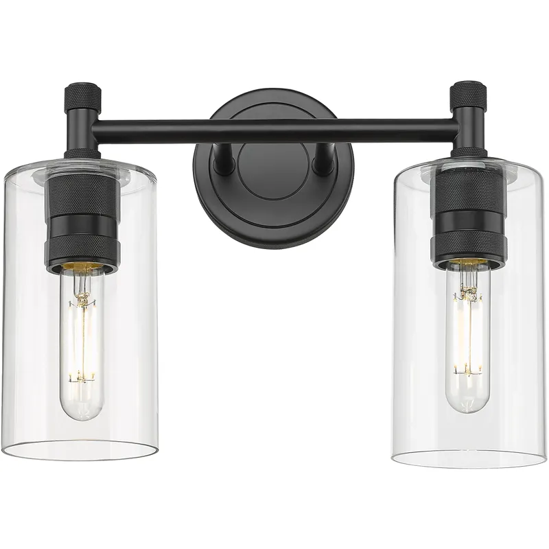 Downtown Urban Crown Point 2 Light 13.88 inch Matte Black Bath Vanity Light Wall Light in Clear