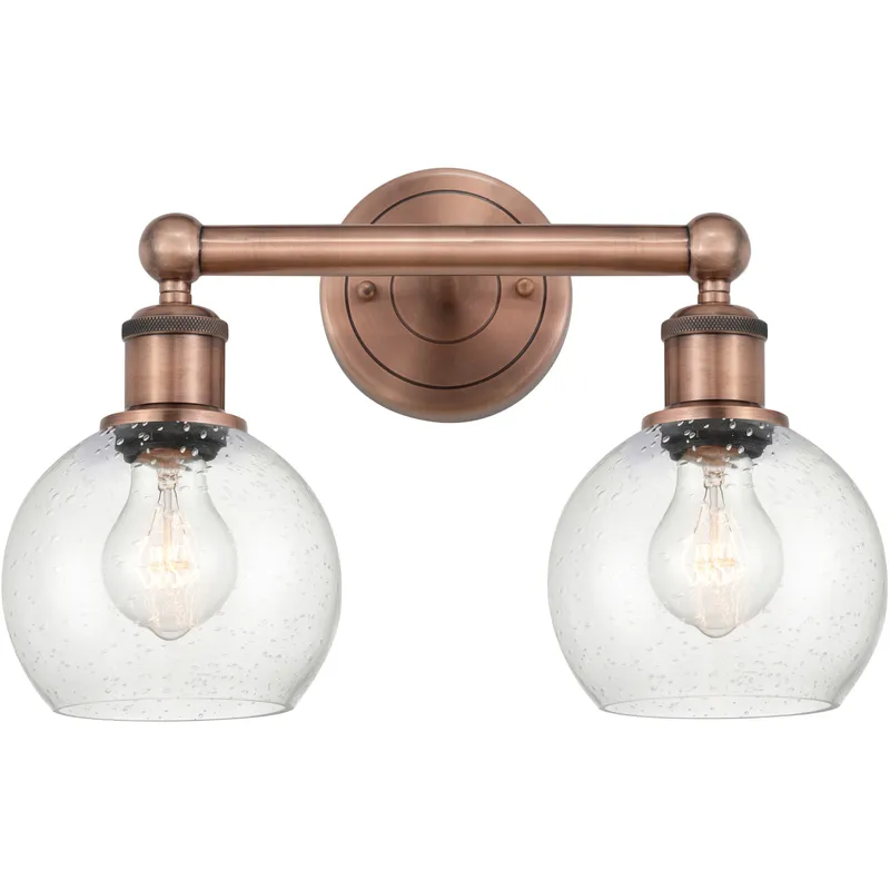 Athens 2 Light 15 inch Antique Copper Bath Vanity Light Wall Light in Seedy