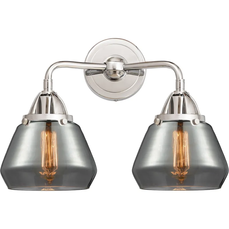 Nouveau 2 Fulton LED 14.75 inch Polished Chrome Bath Vanity Light Wall Light in Plated Smoke Glass
