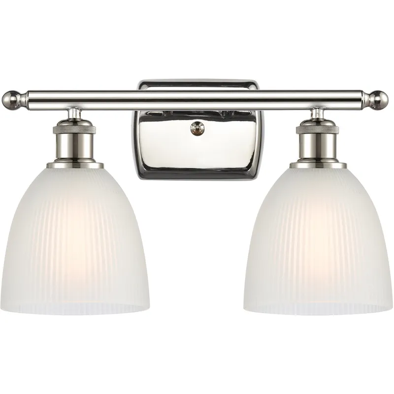 Ballston Castile 2 Light 16 inch Polished Nickel Bath Vanity Light Wall Light in White Glass, Ballston