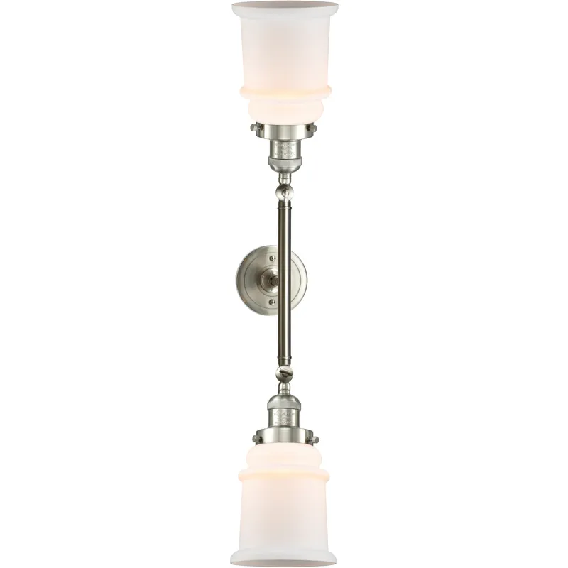 Franklin Restoration Canton 2 Light 17 inch Brushed Satin Nickel Bath Vanity Light Wall Light in Matte White Glass, Franklin Restoration