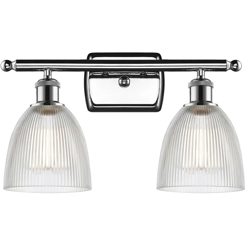 Ballston Castile 2 Light 16 inch Polished Chrome Bath Vanity Light Wall Light in Clear Glass, Ballston