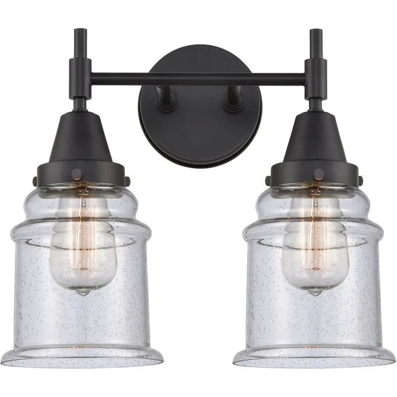 Caden LED 15 inch Matte Black Bath Vanity Light Wall Light in Seedy Glass