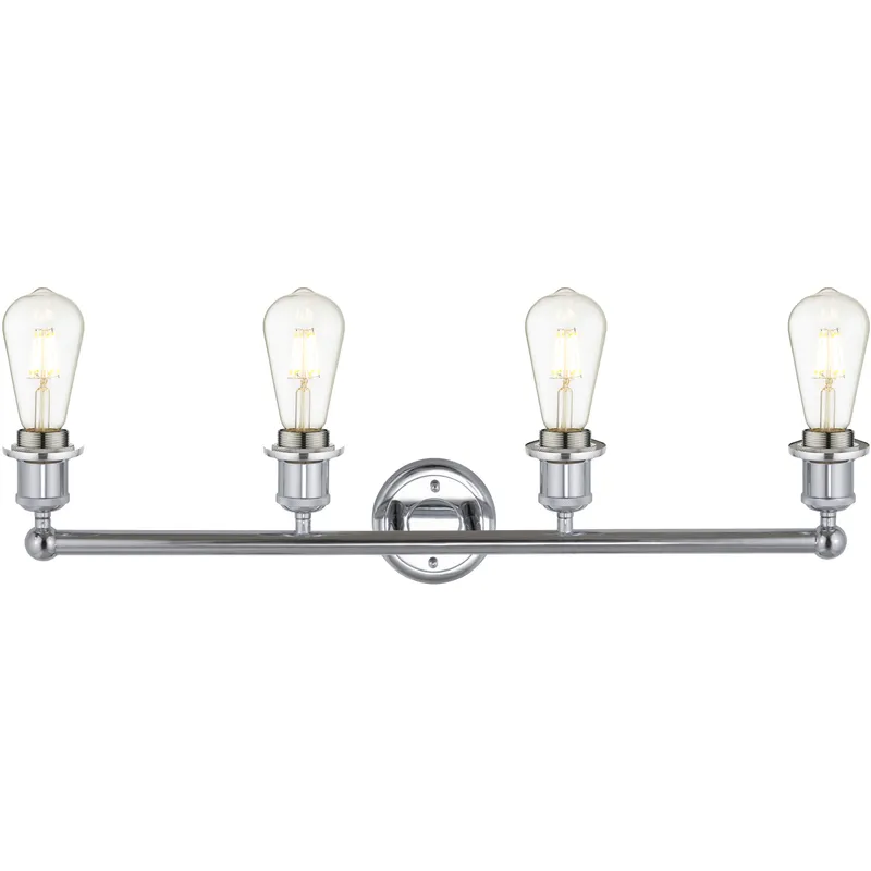 Edison Fenton 4 Light 34 inch Polished Chrome Bath Vanity Light Wall Light in Plated Smoke Glass