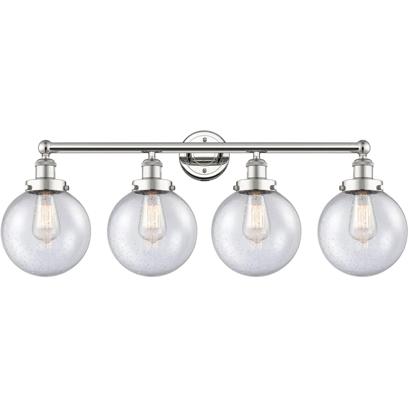 Beacon 4 Light 33.5 inch Polished Nickel Bath Vanity Light Wall Light in Seedy