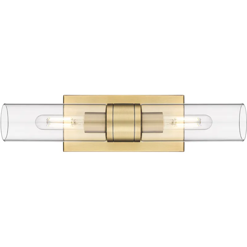 Ballston Urban 2 Light 18 inch Brushed Brass Bath Vanity Light Wall Light in Clear Glass