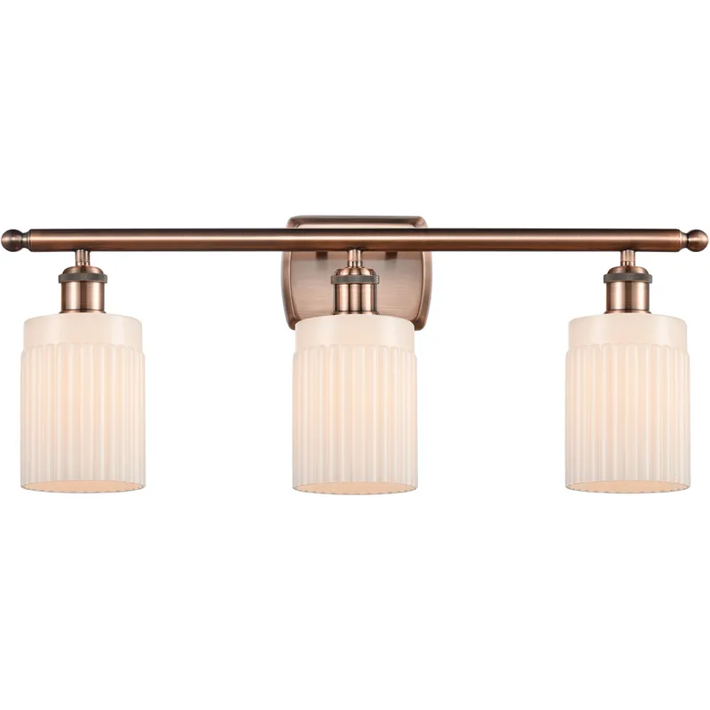 Ballston Hadley 3 Light 26 inch Antique Copper Bath Vanity Light Wall Light in Matte White Glass, Ballston