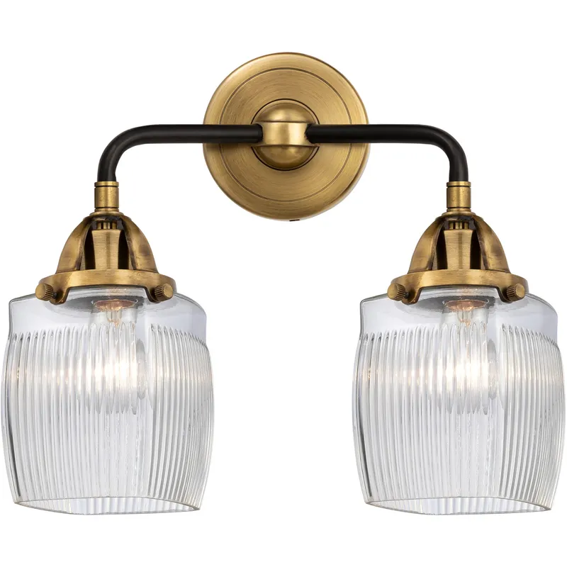 Nouveau 2 Colton 2 Light 13.5 inch Black Antique Brass Bath Vanity Light Wall Light
