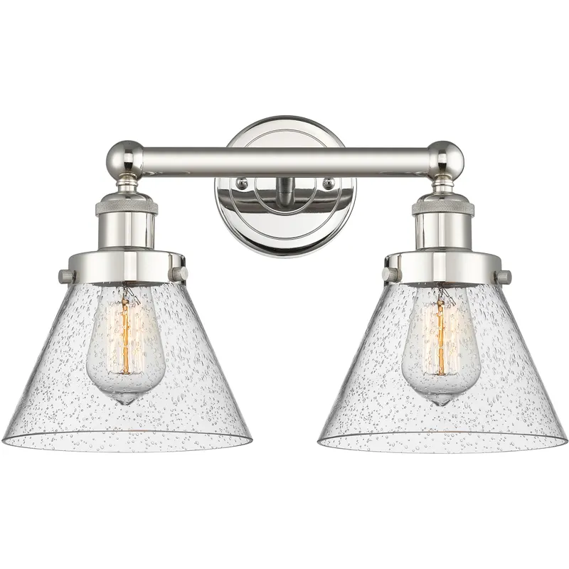 Cone 2 Light 15.5 inch Polished Nickel Bath Vanity Light Wall Light in Seedy