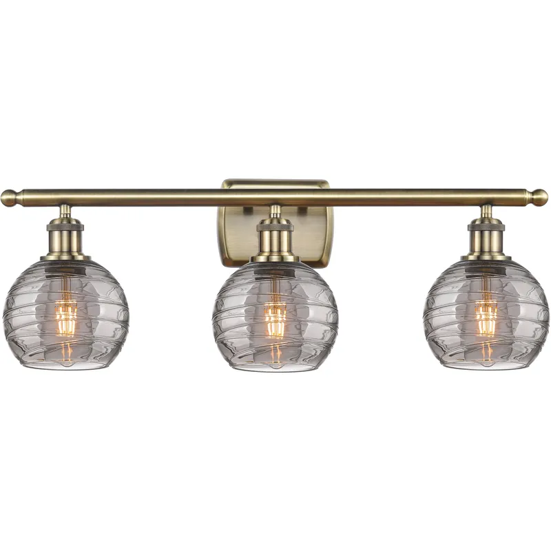Ballston Athens Deco Swirl 3 Light 25.88 inch Antique Brass Bath Vanity Light Wall Light
