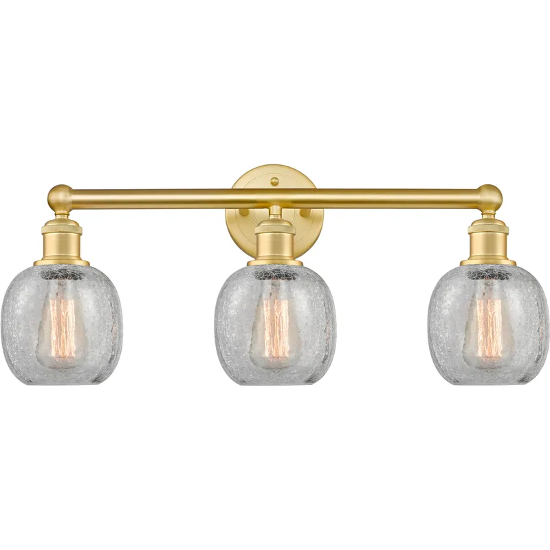Belfast 3 Light 24 inch Satin Gold Bath Vanity Light Wall Light in Clear Crackle