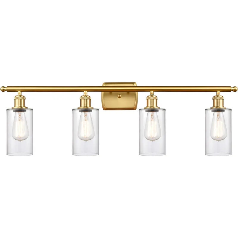 Ballston Clymer LED 36 inch Satin Gold Bath Vanity Light Wall Light in Clear Glass, Ballston