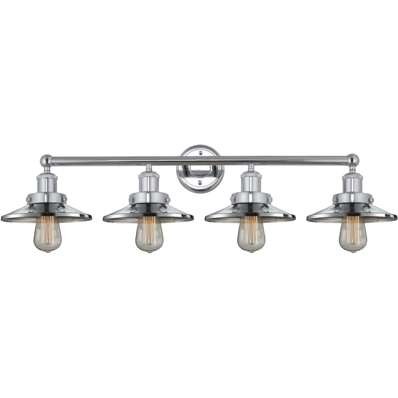 Railroad 4 Light 35 inch Polished Chrome Bath Vanity Light Wall Light