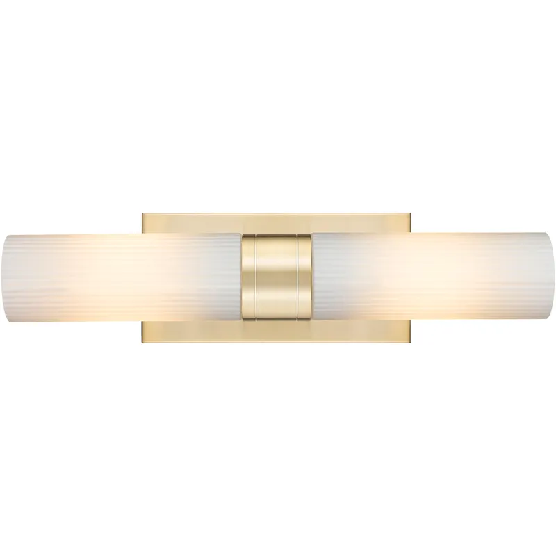 Boreas 2 Light 18 inch Champagne Bronze Linear Bath Vanity Light Wall Light in Striped White Glass