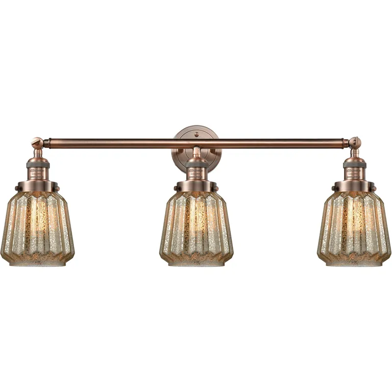 Franklin Restoration Chatham LED 30 inch Antique Copper Bath Vanity Light Wall Light in Mercury Glass, Franklin Restoration