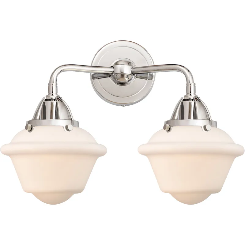 Nouveau 2 Small Oxford 2 Light 16 inch Polished Chrome Bath Vanity Light Wall Light in Matte White Glass