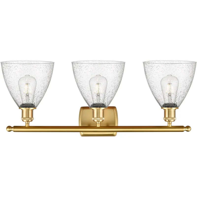 Ballston Ballston Dome LED 28 inch Satin Gold Bath Vanity Light Wall Light in Seedy Glass