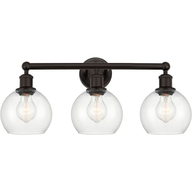Edison Athens 3 Light 24 inch Oil Rubbed Bronze Bath Vanity Light Wall Light in Clear Glass