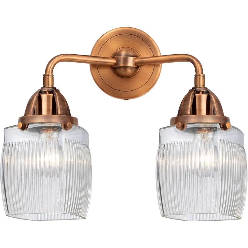 Nouveau 2 Colton 2 Light 14 inch Antique Copper Bath Vanity Light Wall Light