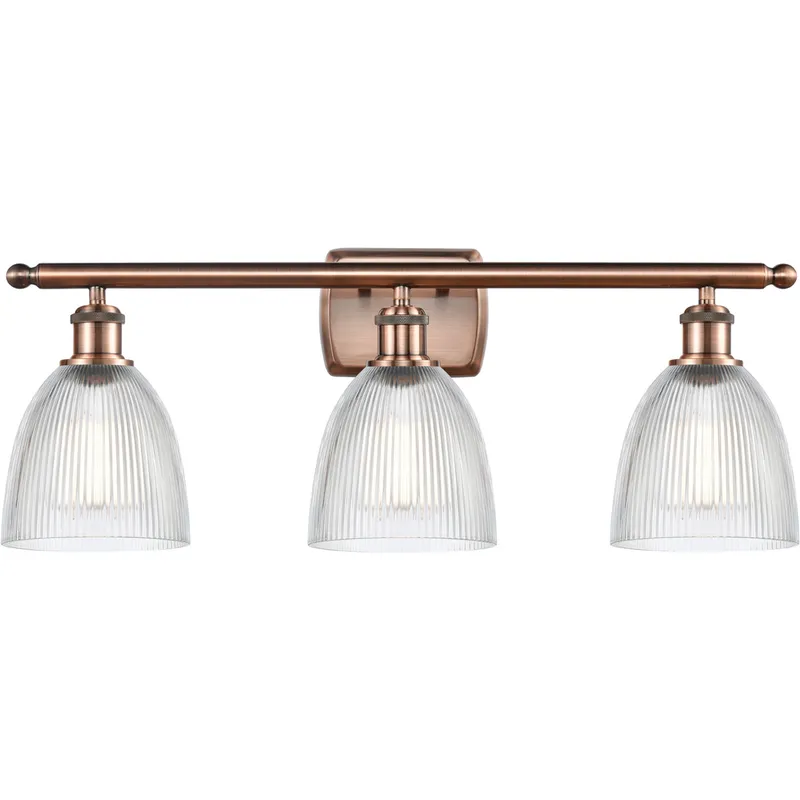 Ballston Castile 3 Light 26 inch Antique Copper Bath Vanity Light Wall Light in Clear Glass, Ballston
