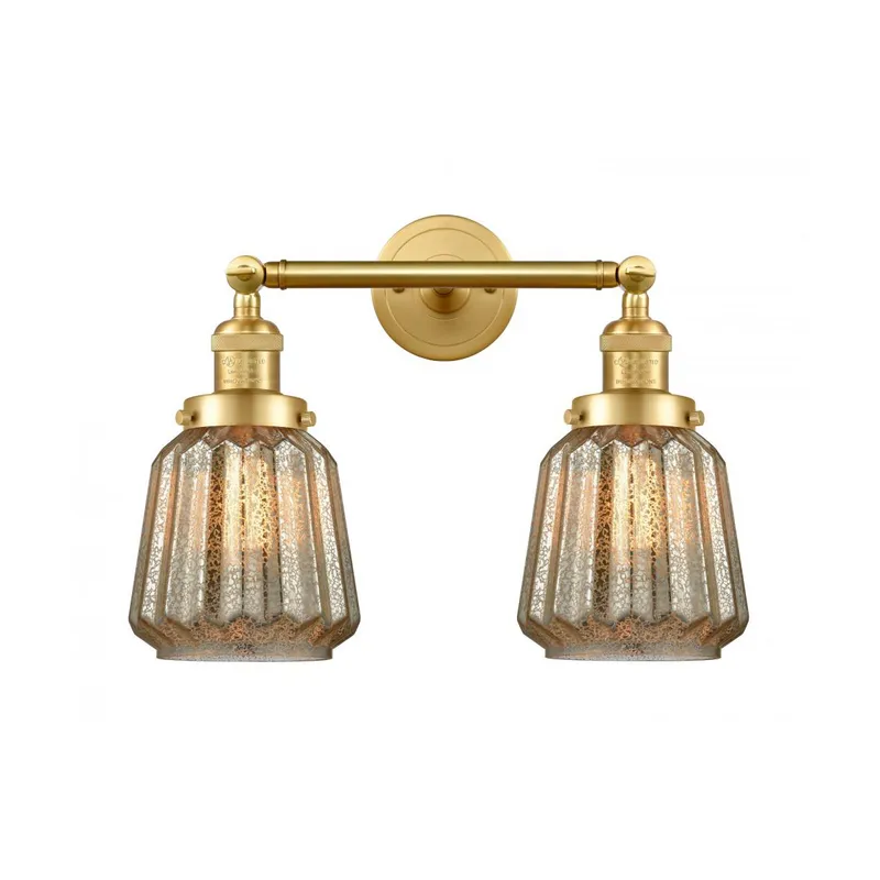 Franklin Restoration Chatham LED 16 inch Satin Gold Bath Vanity Light Wall Light in Mercury Glass, Franklin Restoration