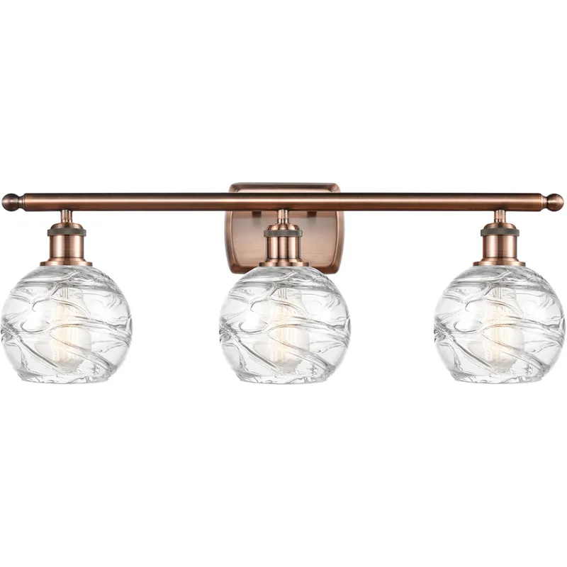 Ballston Small Deco Swirl 3 Light 26 inch Antique Copper Bath Vanity Light Wall Light, Ballston