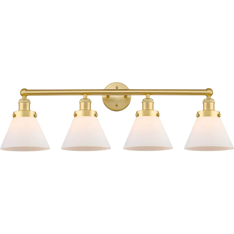 Cone 4 Light 34.75 inch Satin Gold Bath Vanity Light Wall Light in Matte White