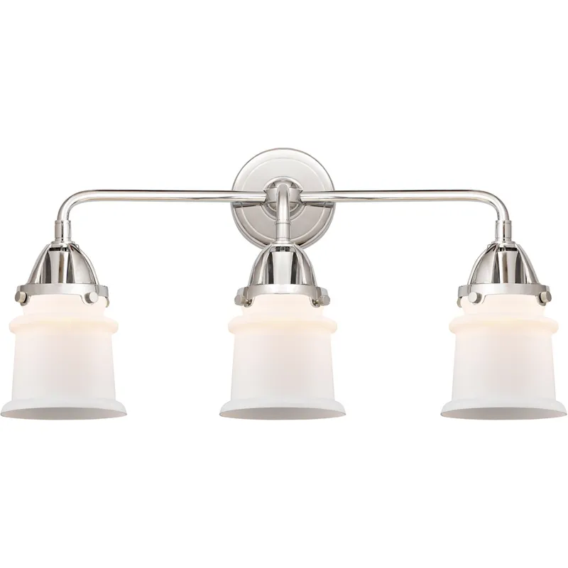 Nouveau 2 Small Canton LED 23.25 inch Polished Chrome Bath Vanity Light Wall Light in Matte White Glass
