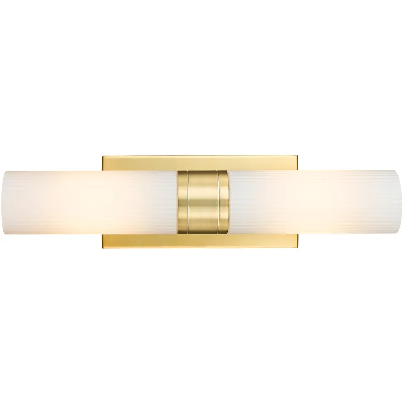 Ballston Urban 2 Light 18 inch Satin Gold Bath Vanity Light Wall Light in Striped White Glass