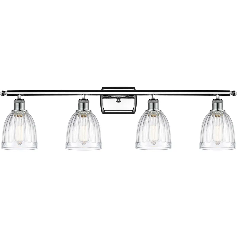 Ballston Brookfield 4 Light 36 inch Polished Chrome Bath Vanity Light Wall Light in Clear Glass, Ballston