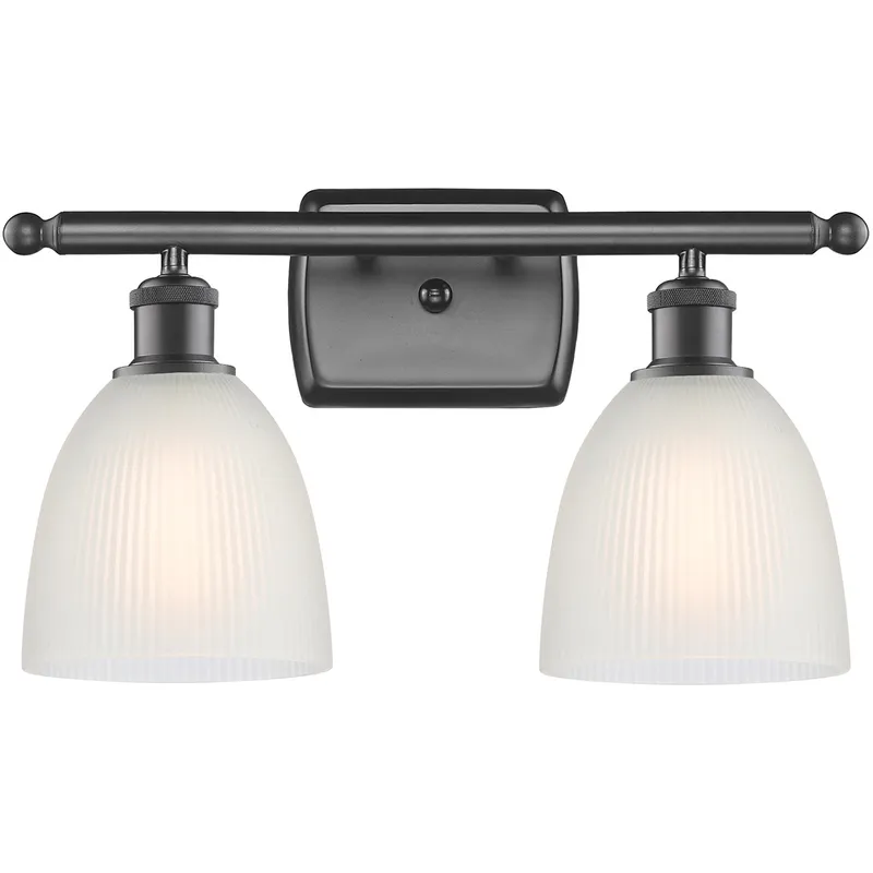 Ballston Castile 2 Light 16 inch Oil Rubbed Bronze Bath Vanity Light Wall Light in White Glass, Ballston