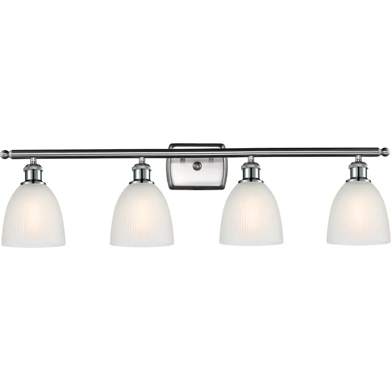 Ballston Castile LED 36 inch Brushed Satin Nickel Bath Vanity Light Wall Light in White Glass, Ballston