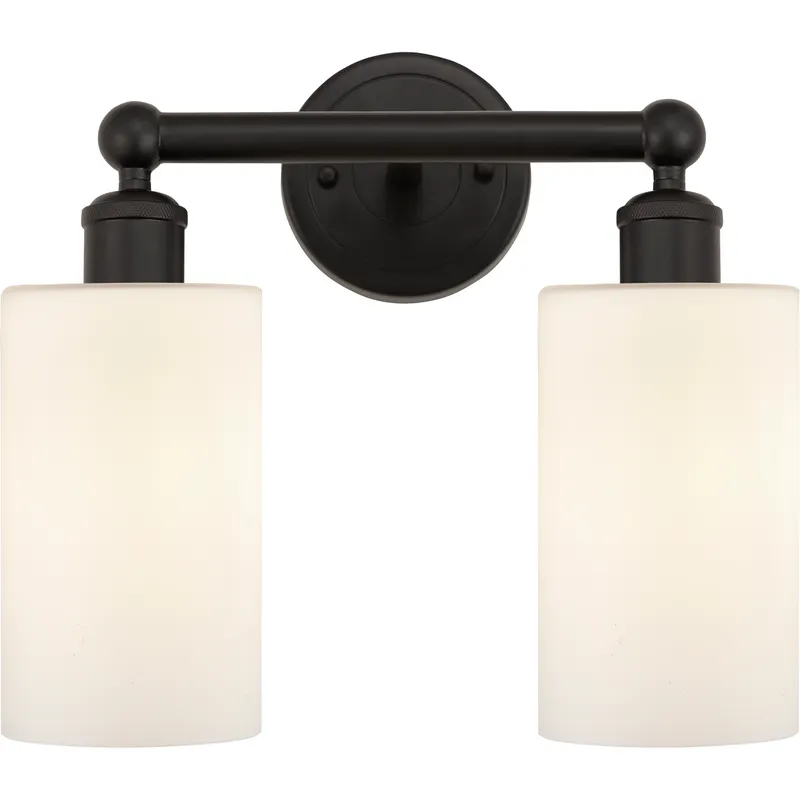 Edison Clymer 2 Light 13 inch Oil Rubbed Bronze Bath Vanity Light Wall Light in Matte White Glass