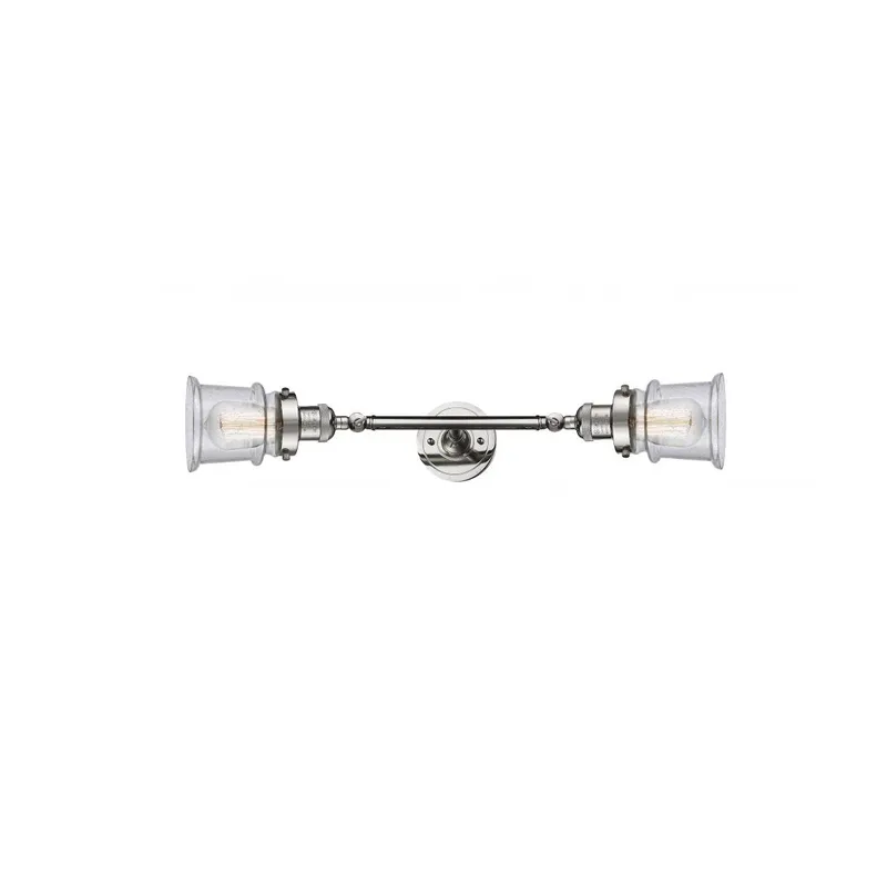 Franklin Restoration Small Canton 2 Light 6 inch Polished Nickel Bath Vanity Light Wall Light in Seedy Glass, Franklin Restoration