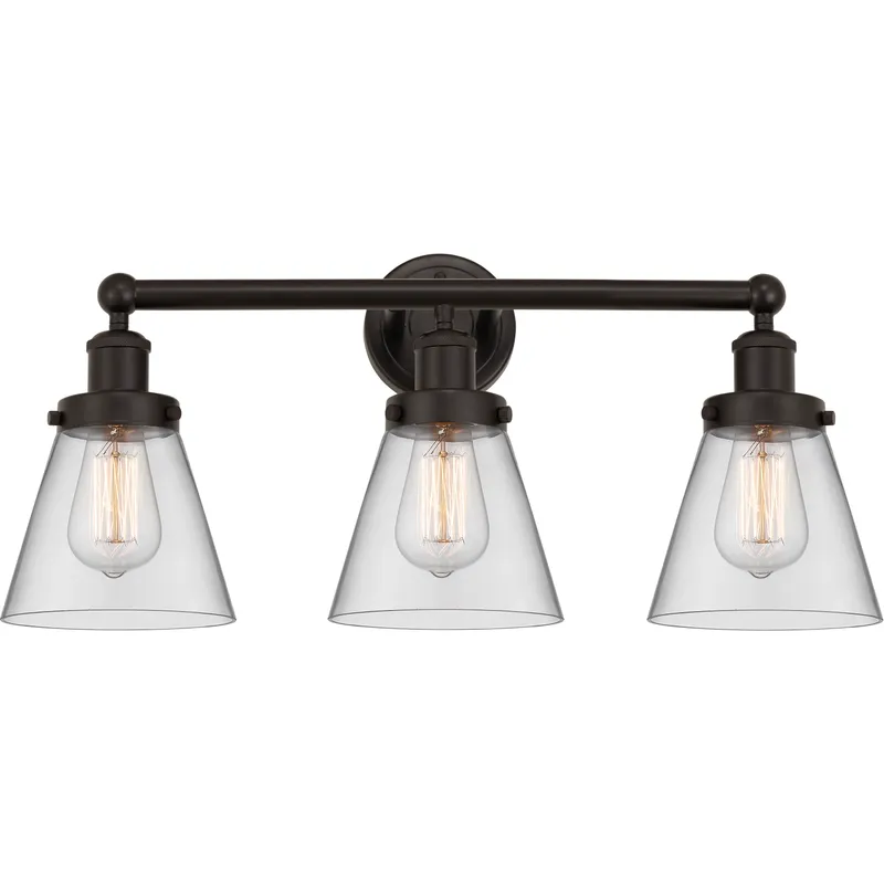 Cone 3 Light 24.5 inch Oil Rubbed Bronze Bath Vanity Light Wall Light