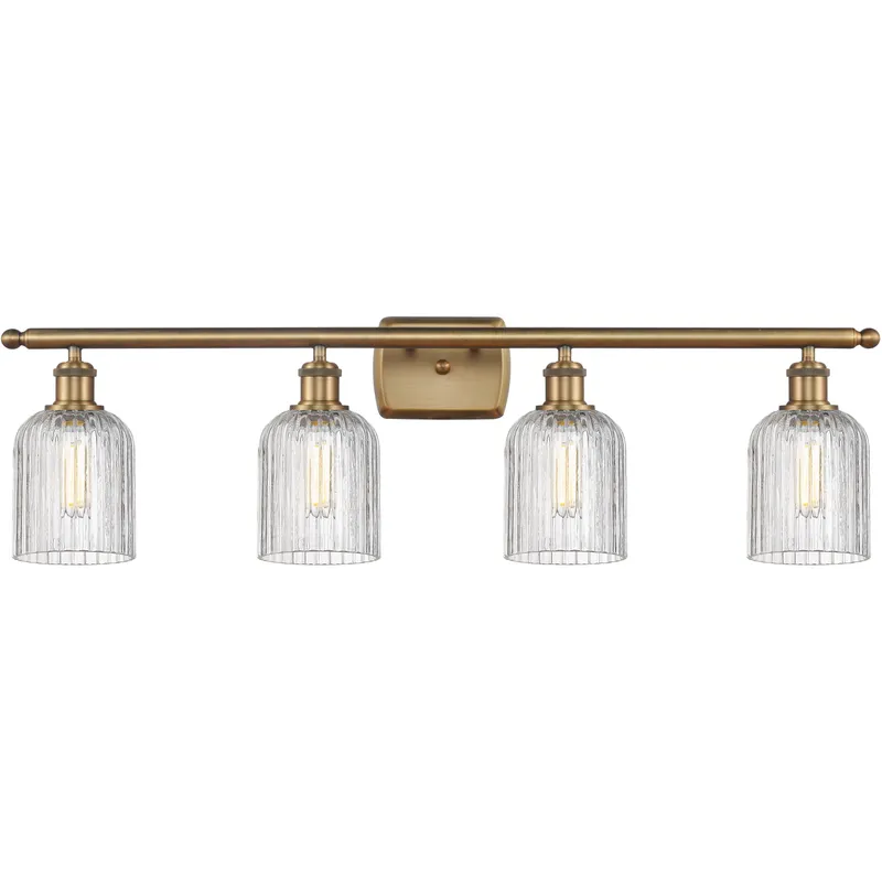 Bridal Veil 4 Light 35 inch Brushed Brass Bath Vanity Light Wall Light in Clear