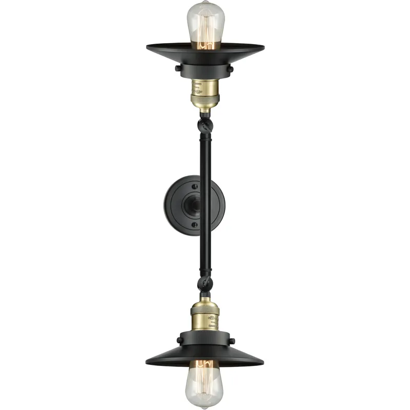 Franklin Restoration Railroad LED 8 inch Black Antique Brass Bath Vanity Light Wall Light in Matte Black, Franklin Restoration