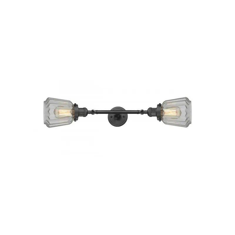 Franklin Restoration Chatham 2 Light 6 inch Oil Rubbed Bronze Bath Vanity Light Wall Light in Clear Glass, Franklin Restoration