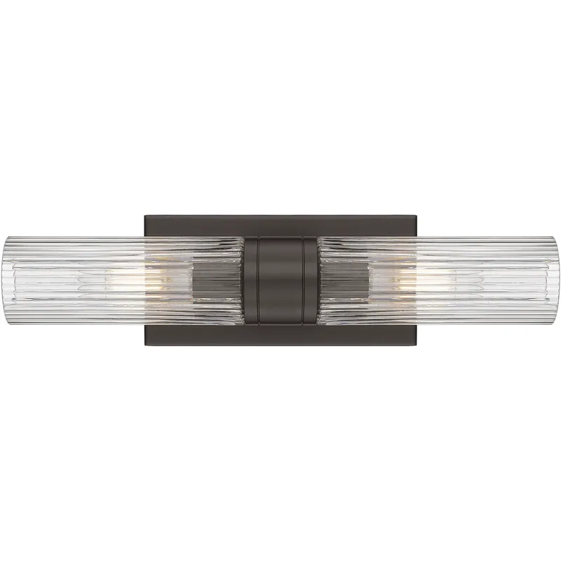 Ballston Urban 2 Light 18 inch Oil Rubbed Bronze Bath Vanity Light Wall Light in Striped Clear Glass