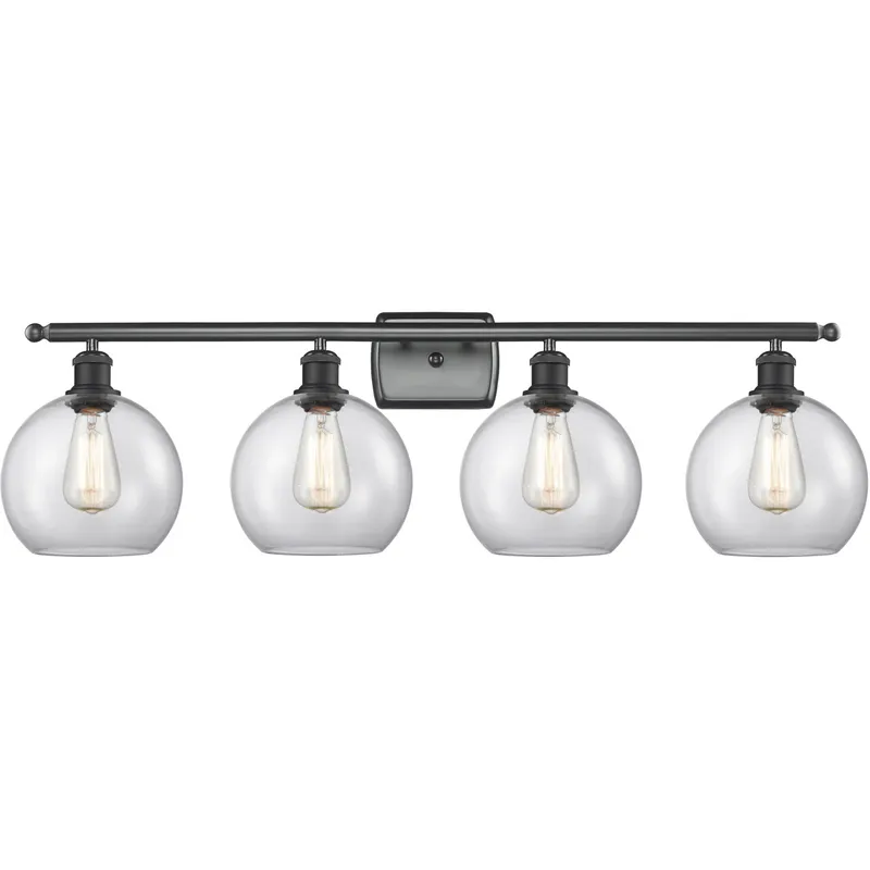 Ballston Athens LED 36 inch Matte Black Bath Vanity Light Wall Light in Clear Glass, Ballston