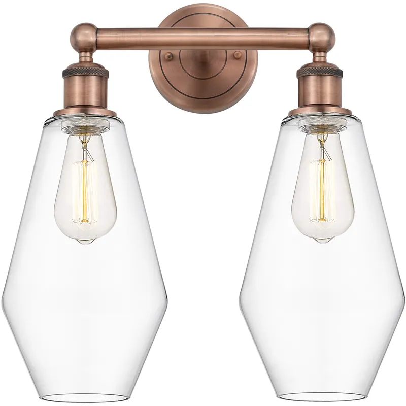 Cindyrella 2 Light 16 inch Antique Copper Bath Vanity Light Wall Light in Clear