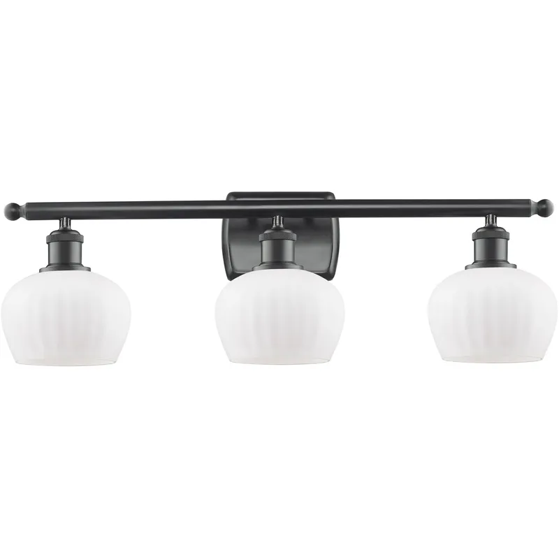 Ballston Fenton LED 26 inch Matte Black Bath Vanity Light Wall Light in Matte White Glass, Ballston