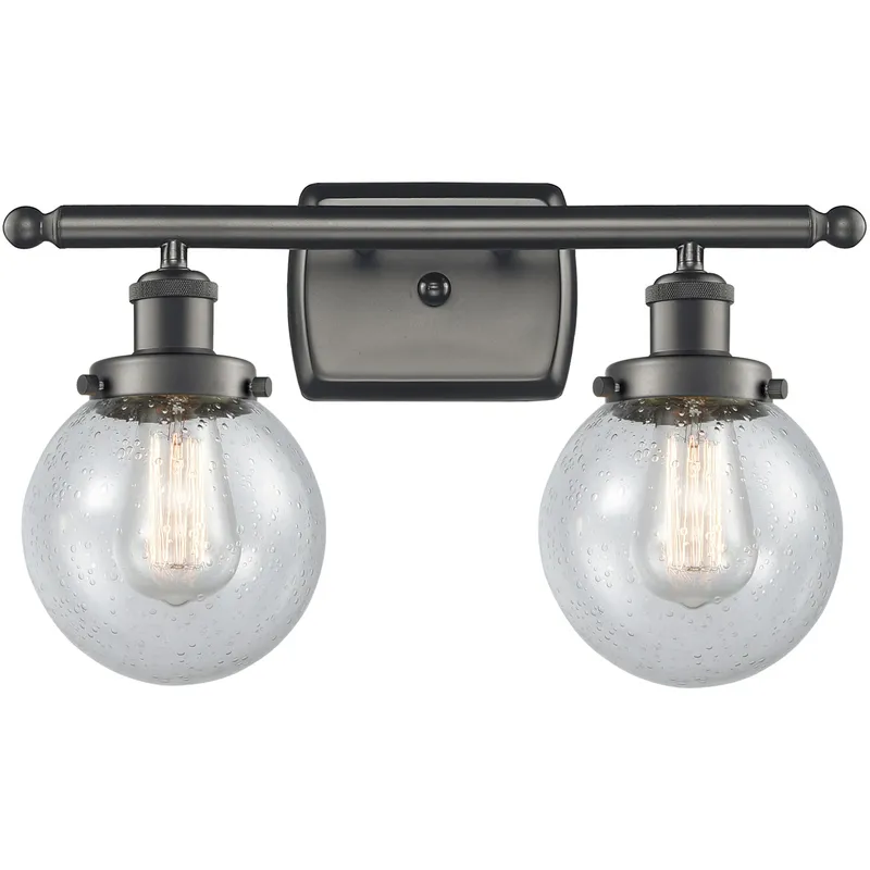 Ballston Beacon 2 Light 16 inch Oil Rubbed Bronze Bath Vanity Light Wall Light in Seedy Glass, Ballston