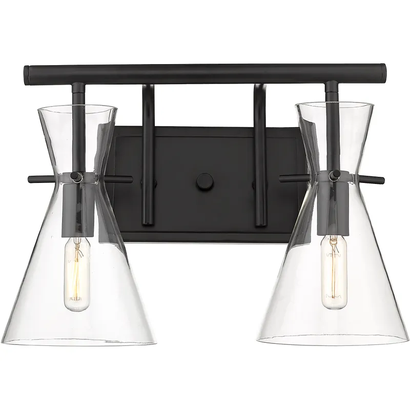 Auralume Colden LED 15 inch Matte Black and Clear Bath Vanity Light Wall Light