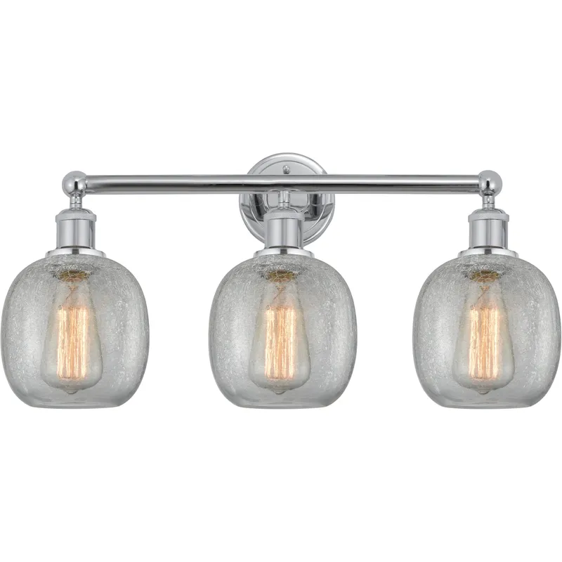 Edison Belfast 3 Light 24 inch Polished Chrome Bath Vanity Light Wall Light in Clear Crackle Glass